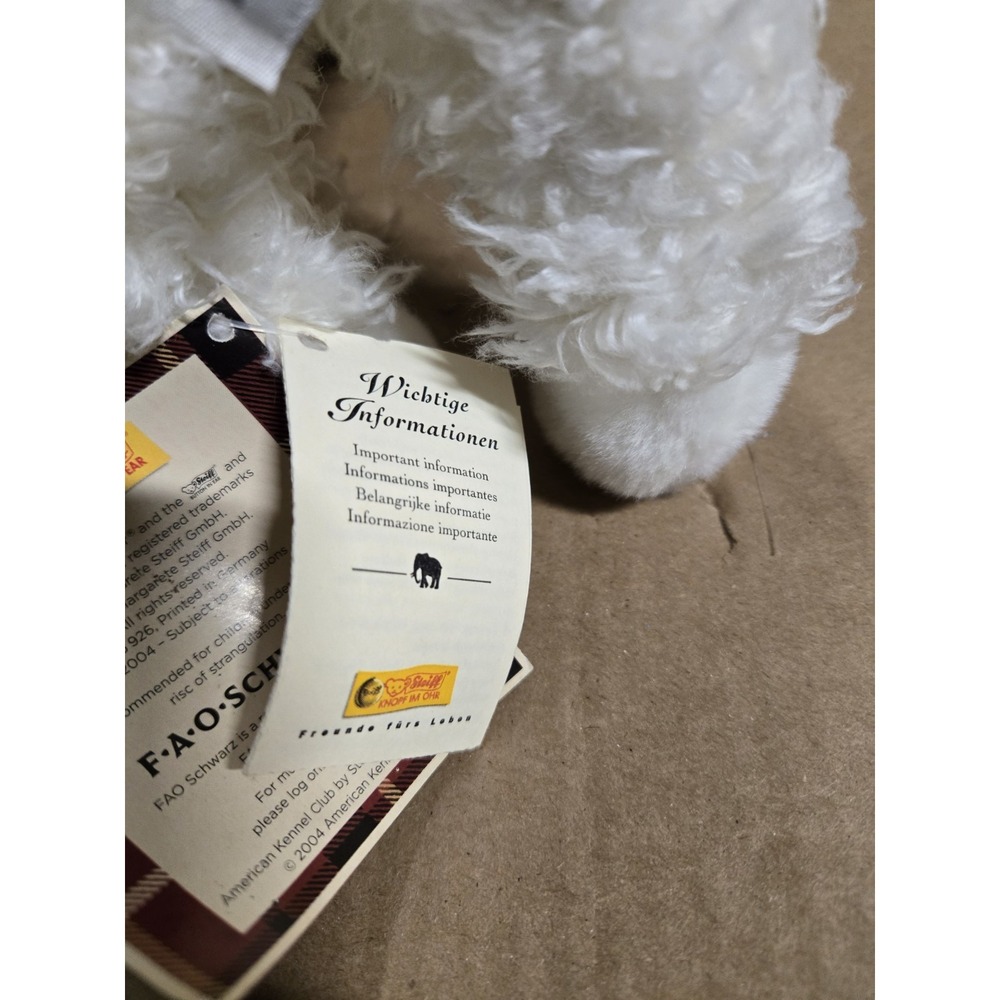 Steiff AKC 12" Poodle Plush American Kennel Club FAO‎ 667923 NWT New 2004 - Picture 6 of 8